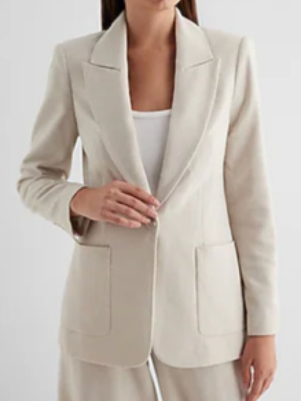 Express Oatmeal Heather Luxe Lounge Cotton Wool Blend Blazer